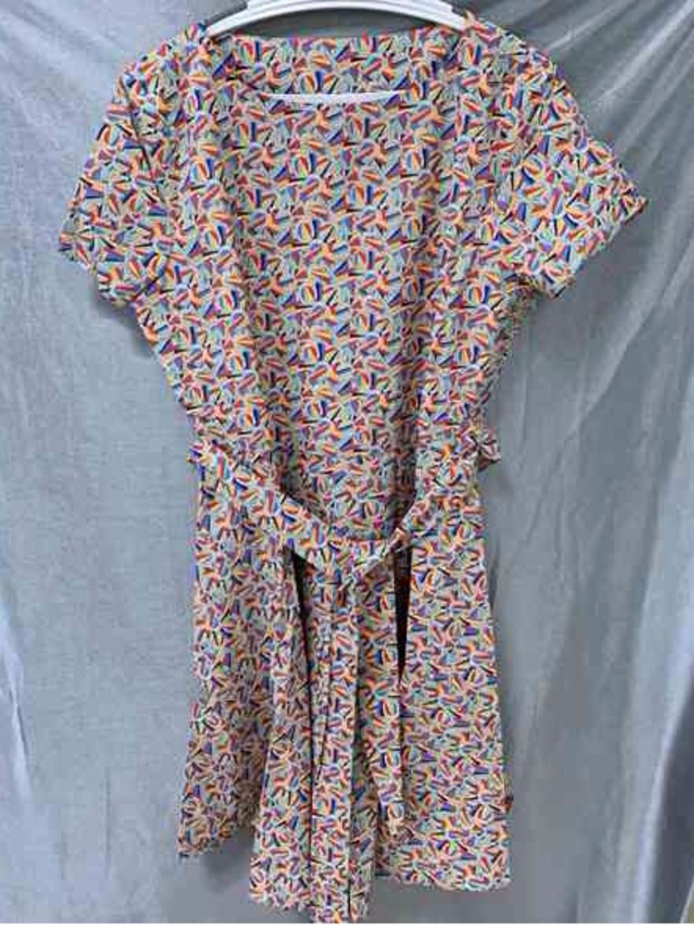 Multicolor Printed Short-Sleeve Wrap Dress